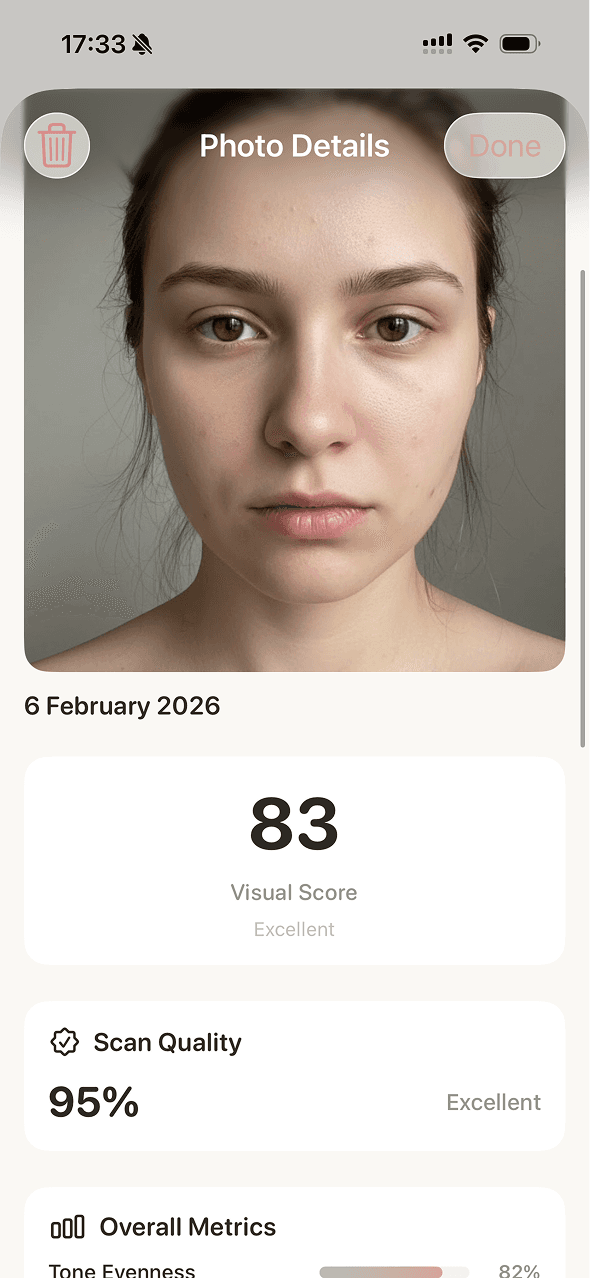 Sister Glow Up AI Skin Analysis feature